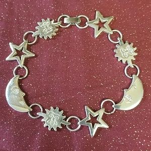 Taxco Silver Sun and Moon Bracelet